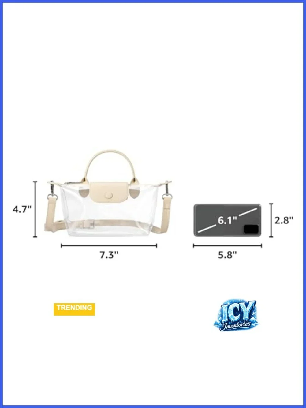 Stadium Approved Clear Crossbody Purse Waterproof PVC Concert Bag